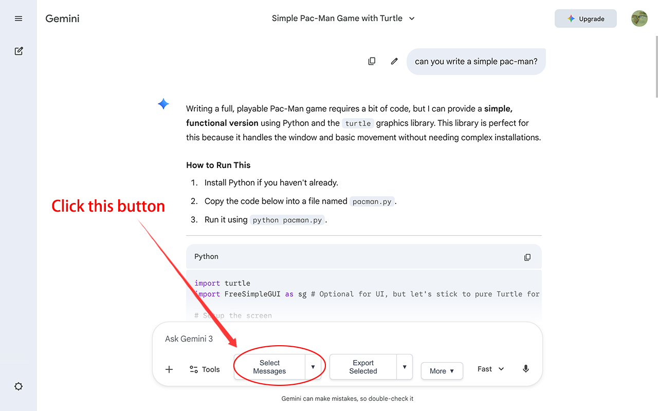 Comment utiliser l'Assistant d'Exportation de Chat IA - Étape 1