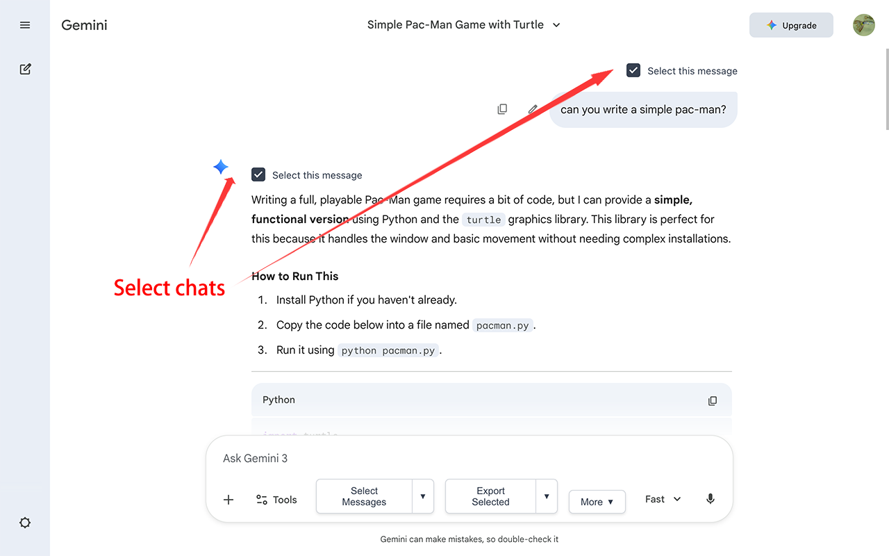 Comment utiliser l'Assistant d'Exportation de Chat IA - Étape 2