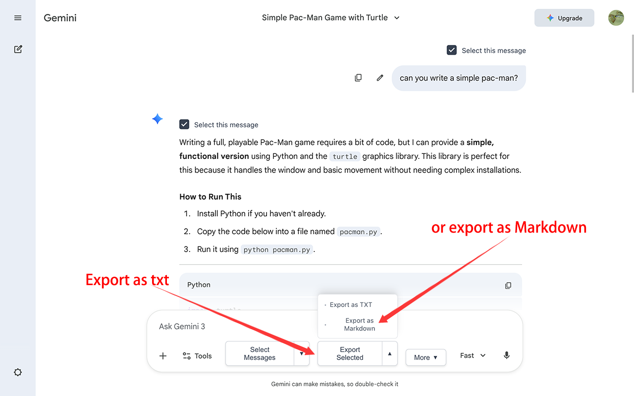 Comment utiliser l'Assistant d'Exportation de Chat IA - Étape 3