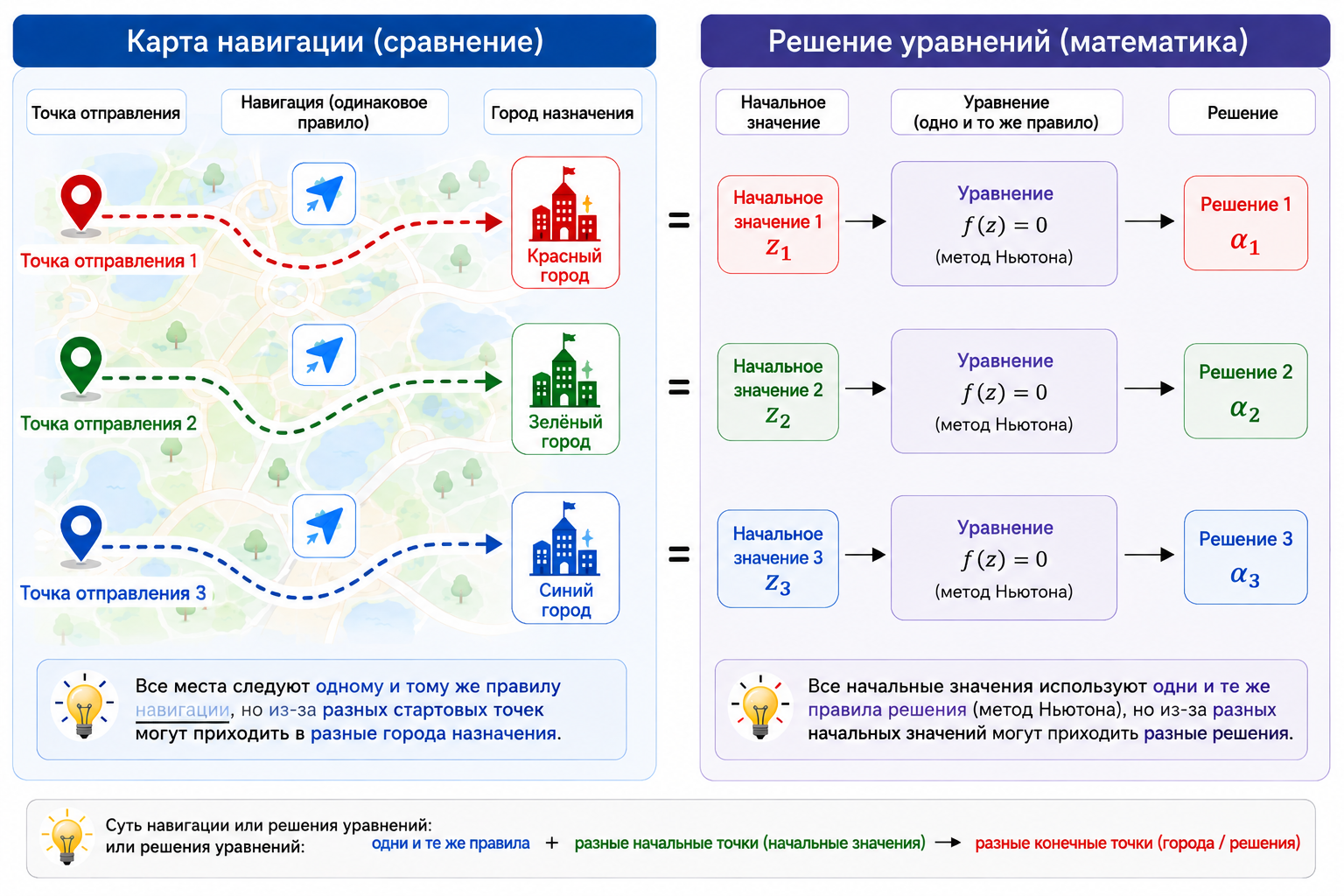 Использование навигационной карты в качестве аналогии для фрактала Ньютона